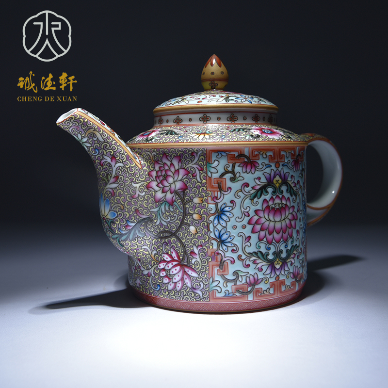 Cheng DE xuan, pure manual jingdezhen ceramics powder enamel pot su gong tie up treasure to 9 liters