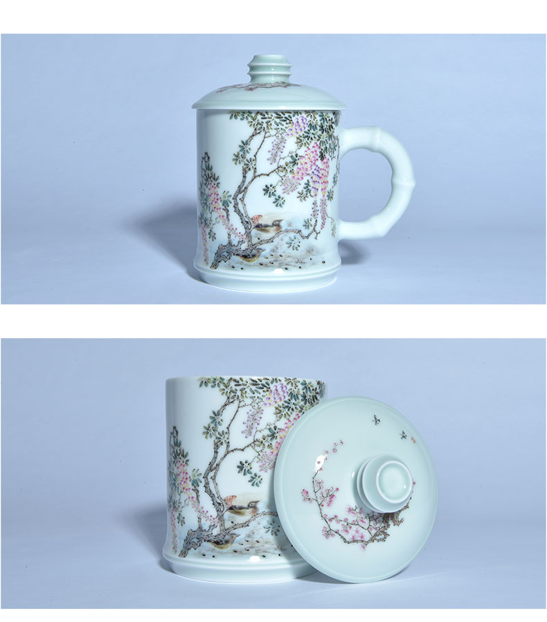 Cheng DE hin jingdezhen ceramic tea set, high - grade pure hand draw pastel 12 cups wisteria mandarin duck