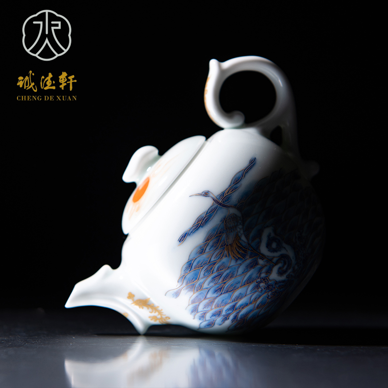 Jingdezhen kung fu tea set hand - made color craft teapot cheng DE hin # 52, fights the teapot yipin promotion