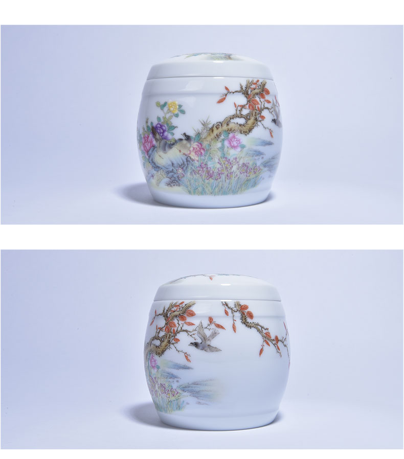 Pure hand - made kung fu cheng DE xuan jingdezhen porcelain famille rose tea tea set gift 6 and flowers and birds can sing the song