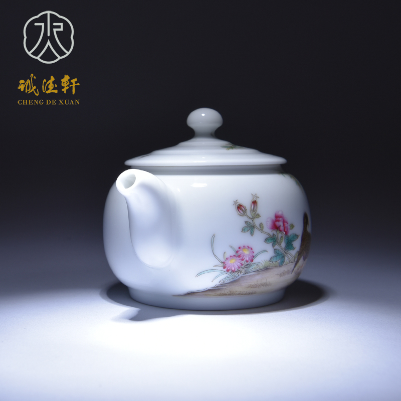 Cheng DE xuan jingdezhen upscale boutique kung fu tea kettle hand - made famille rose 14 live anping the teapot