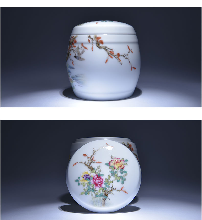 Pure hand - made kung fu cheng DE xuan jingdezhen porcelain famille rose tea tea set gift 6 and flowers and birds can sing the song