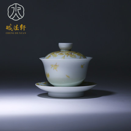 "Custom" cheng DE xuan jingdezhen tea accessories pure manual single tureen hand - made pastel 30 sweeping wind of the autumn