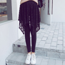 Winter Money Spring Autumn New Products Big Code Women Dress New Body Lace Mid-Body Fake Two Pieces Hollowed-out One Step To Bottom Skirt