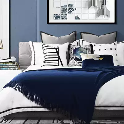 Blue boy children's model room bedding light luxury high-end villa hotel modern model room bedding