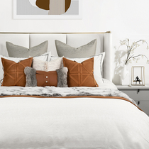 Grey-edged curry model room bedding high-grade modern model room bedding light luxury pillow plush blanket