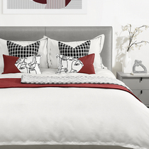 Red Ensemble Art-Like Board Room Bedding Upscale Villa Modern-style Bed Goods Light Extravagant Pillow Hitch