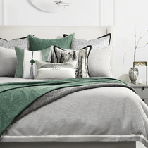 New Chinese style green gray model room bedding light luxury high-end villa hotel modern model room bedding