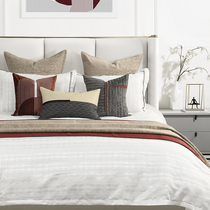 Original red embellishment model room bedding high-end villa modern model room bedding light luxury pillow blanket