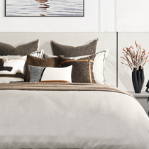 Original gray curry model room bedding high-end villa modern model room bedding light luxury pillow blanket