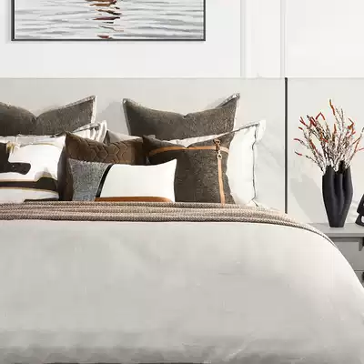 Original Gray Curry Model Room bedding high-end villa modern model room bedding light luxury pillow with blanket