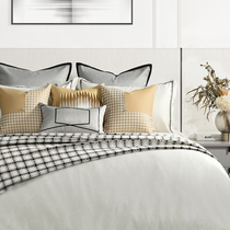 Curry color April sun light model room bedding high-end villa modern model room bedding light luxury pillow blanket