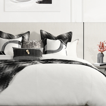 Black and white style model room bedding high-end villa modern model room bedding light luxury pillow blanket