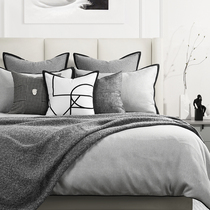 Original simple gray model room bedding light luxury high-end villa hotel modern model room bedding
