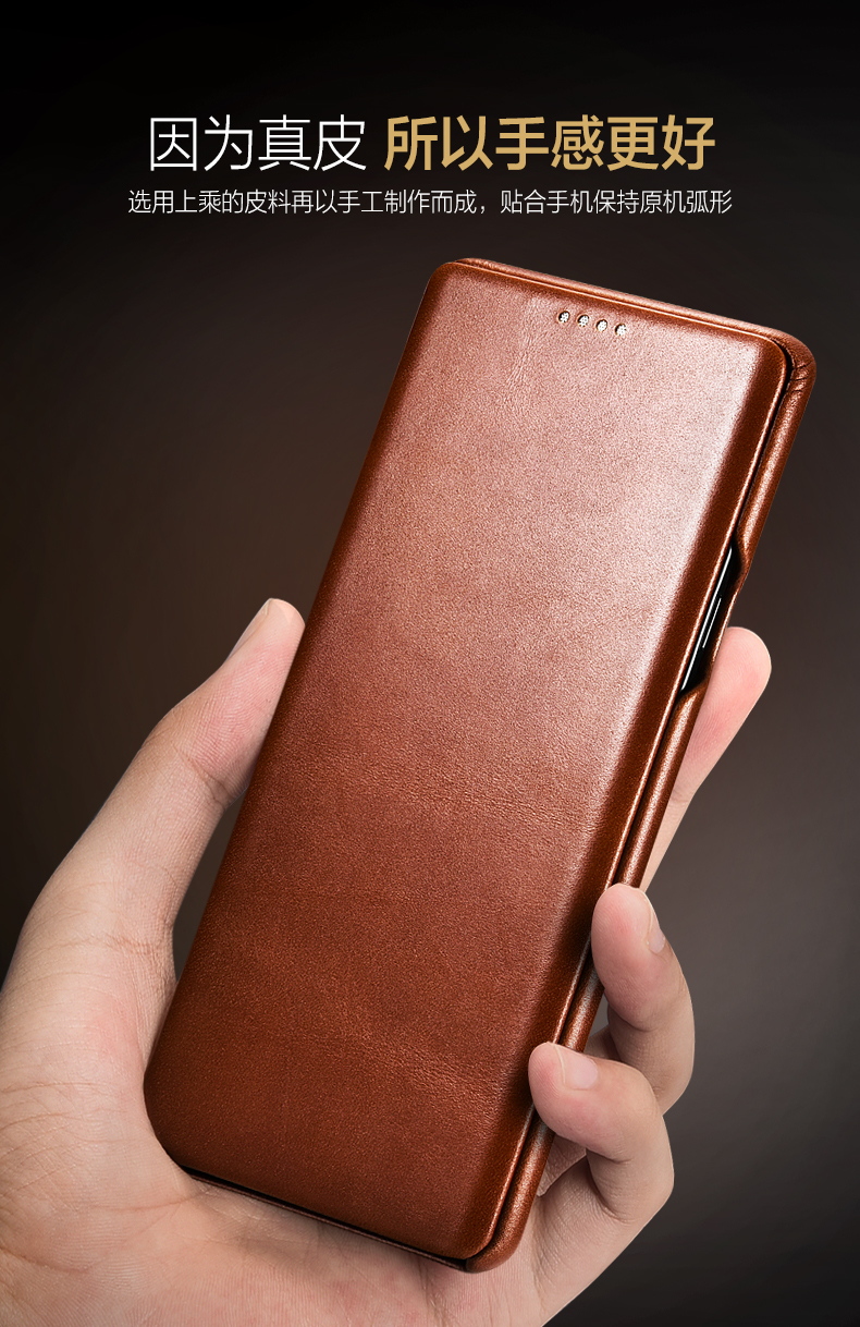 iCarer Curved Edge Vintage Series Side Open Handmade Genuine Cowhide Leather Case Cover for Samsung Galaxy Note 9