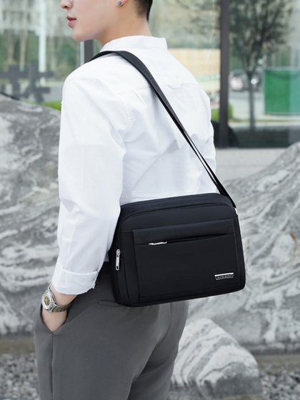 男包男士单肩包斜挎包防水牛津布包横款休闲布包做生意包收钱包