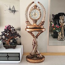 European-style floor clock living room retro clock creative fashion resin decoration standing clock mute clock big clock American clock