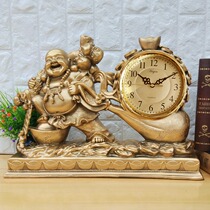 European style retro clock Nordic wealth lucky clock living room sitting clock home laughing Buddha ornaments decoration clock clock