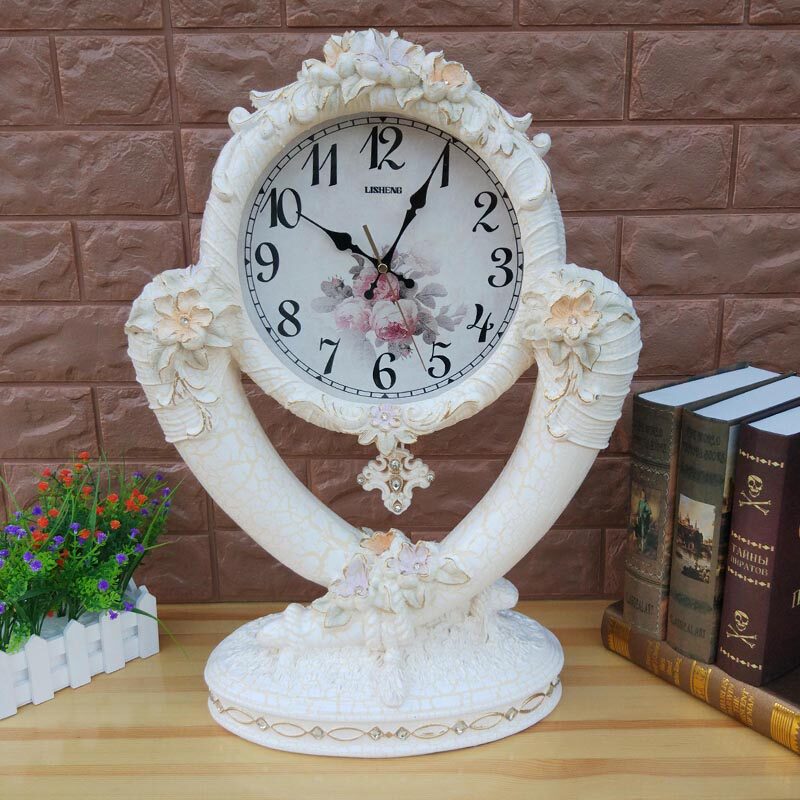 Eurostyle Living Room Watch clock seat Clock Creativity Desktop Swing Piece Clock Art Retro Muted Brief quartz Clock Table