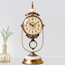 European-style table clock home living room clock fashion retro clock deer ornament creative desktop pendulum clock mute desk clock