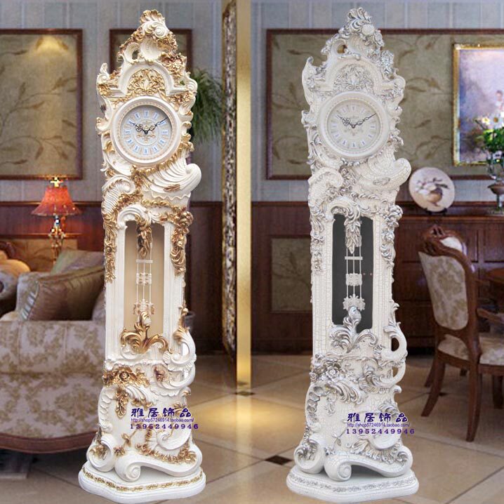Lisheng clock living room floor clock European style silent creative clock home grandfather clock pastoral standing clock TV cabinet ornaments