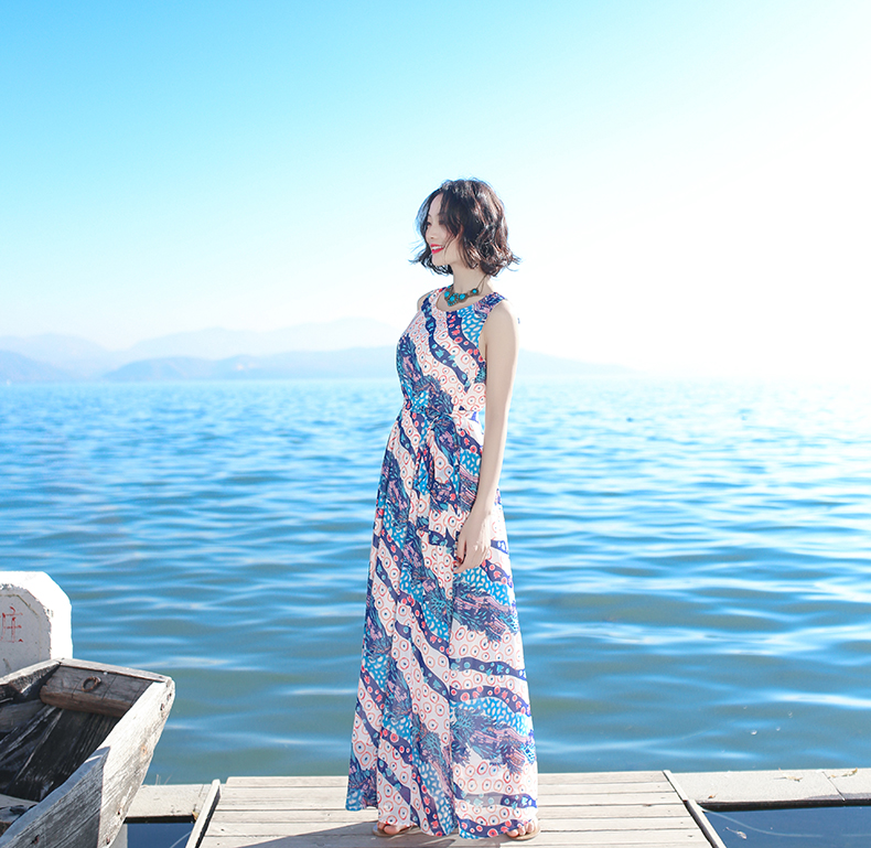 Mùa hè 2019 mới của phụ nữ ren-up mỏng tay áo voan đầm boho váy siêu cổ tích bãi biển - Sản phẩm HOT đầm xòe