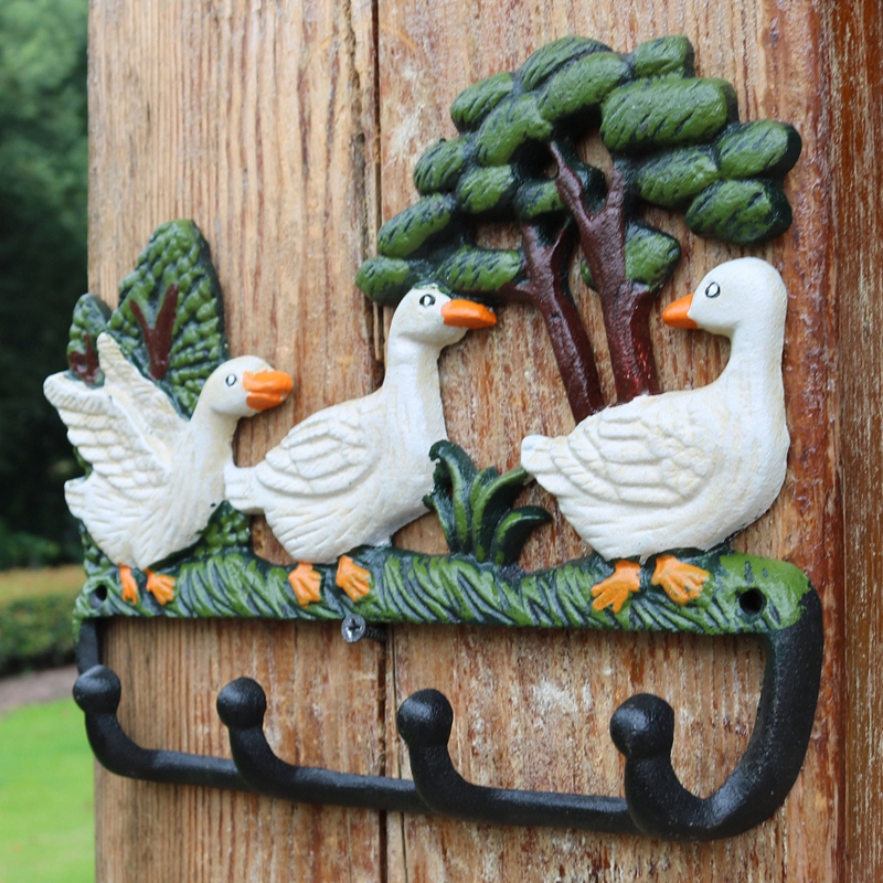 Special Offer Classic European and American Country-Style Vintage Cast Iron Crafts Iron Art Painted Hook Wall Decoration Duck Decorative Hook