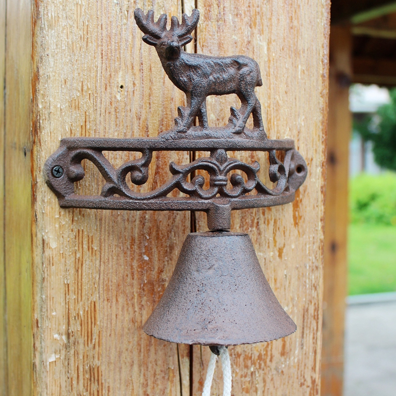 European-style American country pastoral retro nostalgic wrought iron elk doorbell cast iron bell manual garden doorbell - Taobao