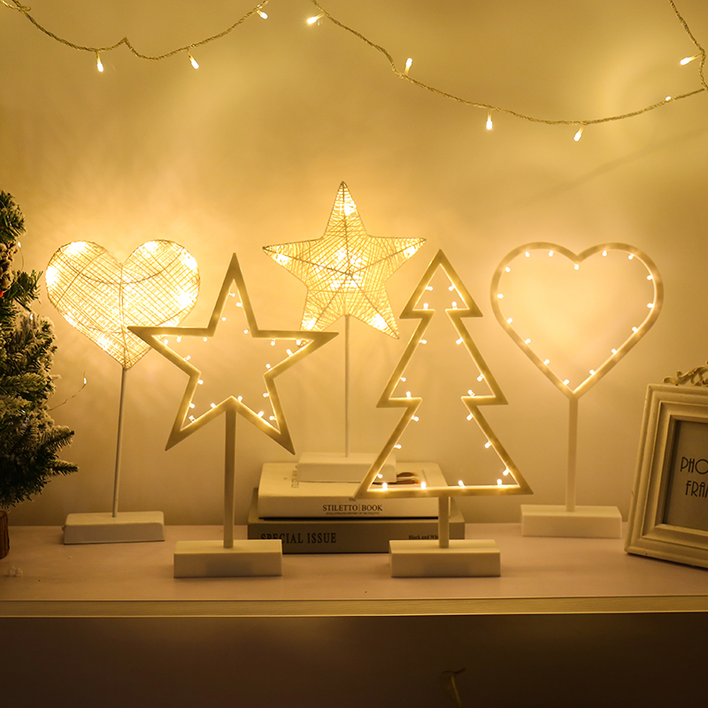 LED Colorful girl Heart Room Decorative Light Love Stars Light Bedroom Dorm Bed headboard Christmas Romantic Little Table Light