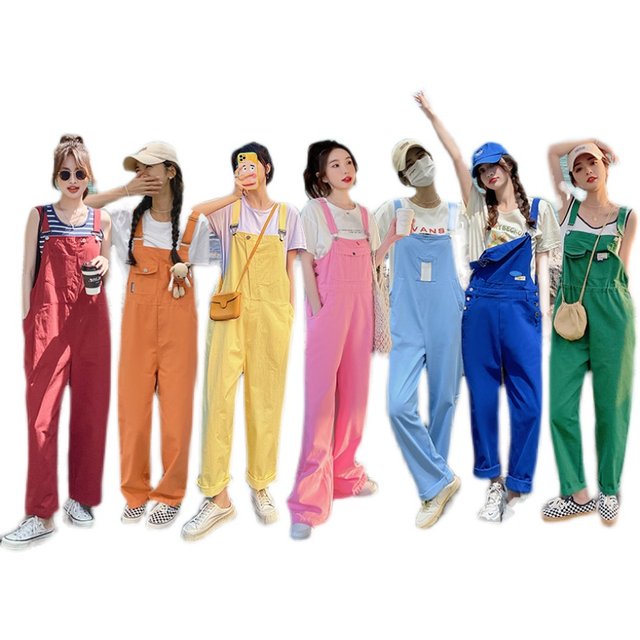 Overalls for women 2023 new autumn loose slimming internet Celebrity street sisters suit candy color bestie outfits