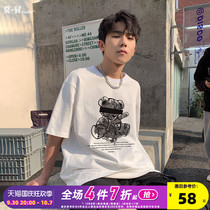 Radiohead cotton T-shirt white loose couple short sleeves summer thin bear pattern design sense niche tide
