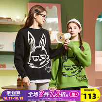 Tang Lions new womens sweater autumn and winter design sense niche outside wear loose pullover top black tide brand thin round neck