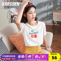 Varsden Walsdan 2022 new summer short-sleeved T-shirt blouse ins tide design sense loose round neck