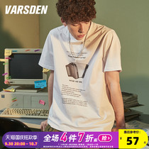 Varsden Wallace Summer 2022 New Round Neck Cotton Hong Kong-Style Korean Edition Loose Print Half-Sleeve Clothes Tide