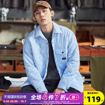 Tang Lion autumn and winter jacketed cotton thick shirt long sleeves mens loose top national tide brand retro thermal shirt jacket thickened