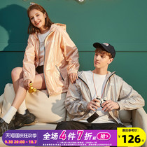 Tangshi 2021 Spring and Autumn New Couple Outcoat Bright Mask Hooded Couple Outfit Waterproof Fashion Trend Jacket Spring Wear