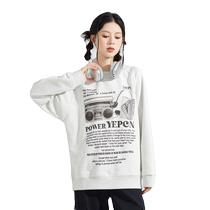 Tangshi 2024 Spring and Autumn New Womens Sweater Thin Printed Round Neck Pullover Top Loose American Style Ins Lazy Style