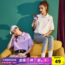 Snoopy co-branded] polo shirt Tang Lion 21 summer new design sense niche short-sleeved T-shirt white top