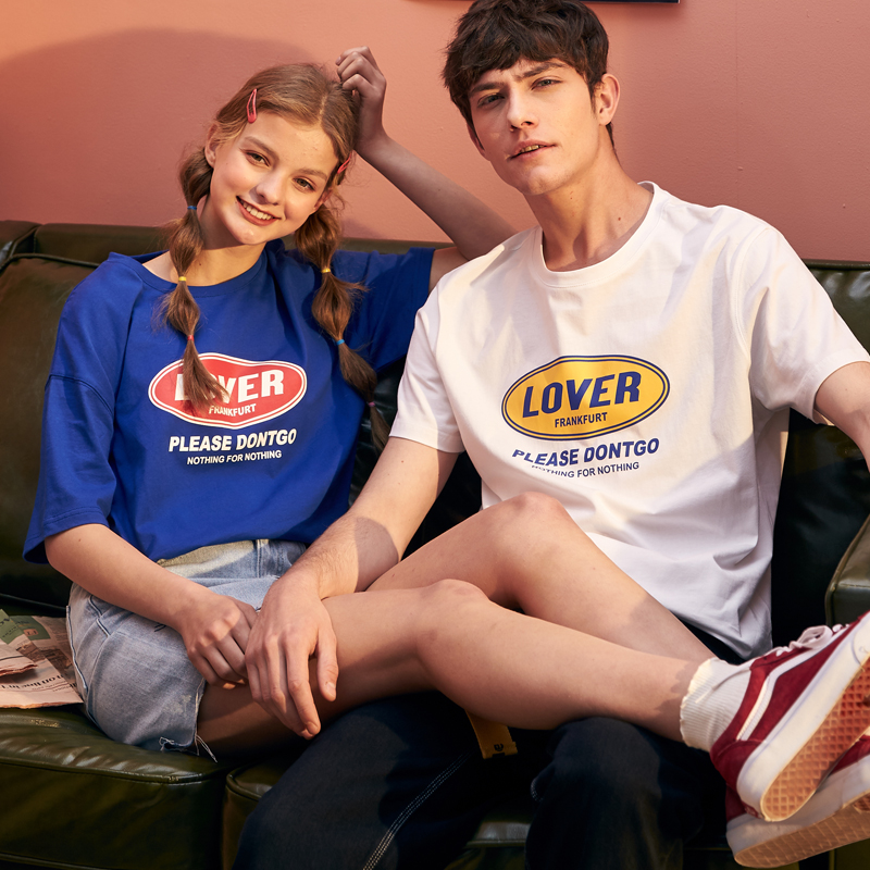 RMB100  3 pieces of the Tang Lion Mistress Dress Summer Dress New short sleeve T-shirt male and female pure cotton round collar