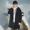 Tang Lion spring and Autumn hooded windbreaker men's coat new loose windbreaker men's hooded medium and long version of fashion fashion casual
