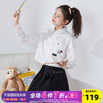 Tang Shi spring and summer dress new shirt set womens white long sleeve pleated skirt JK college style skirt two-piece set niche
