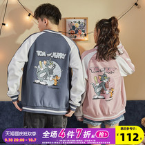 Tom and Jerry co-brand] Tang Lion 2021 Spring and Autumn new couple coat knitted baseball collar coat couple outfit tide