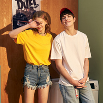 Tang Lions Couple Dress Summer Solid Color Short Sleeve T-shirt Mens 2021 New Cotton Collar Korean Half Sleeve base shirt Tide