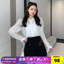 Tang Lion 2021 early spring dress new womens long-sleeved shirt puff sleeves stand up collar mesh suspender shirt two-piece set ZW