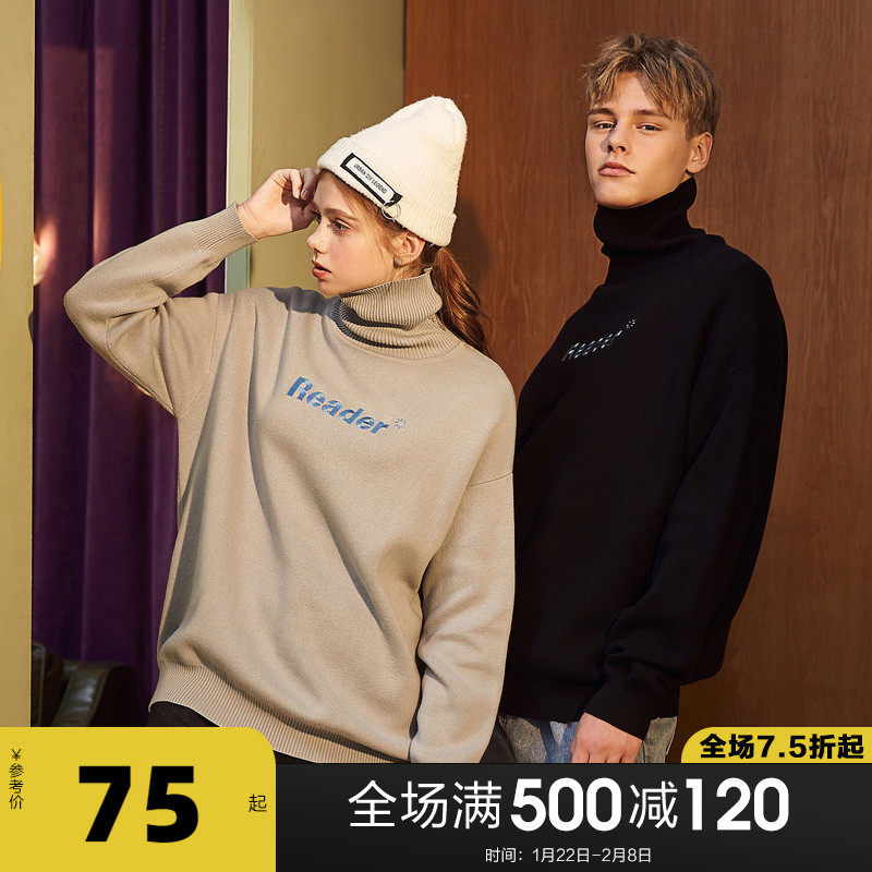 Tang Shi winter new turtleneck couples sweater loose couples ins trend student couples winter bottoming shirt