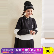 Snoopy] co-branded Tang Lion dress Spring and Autumn Womens 2021 New Age-Reducing Foreign Atmosphere Slim Midi Sweatshirt Dress