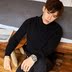 Tang Shi quần áo mùa thu và áo len mới áo len nam cổ cao màu áo len Hàn Quốc áo sơ mi chạm đáy thông thường cardigan nam Áo len cổ tròn