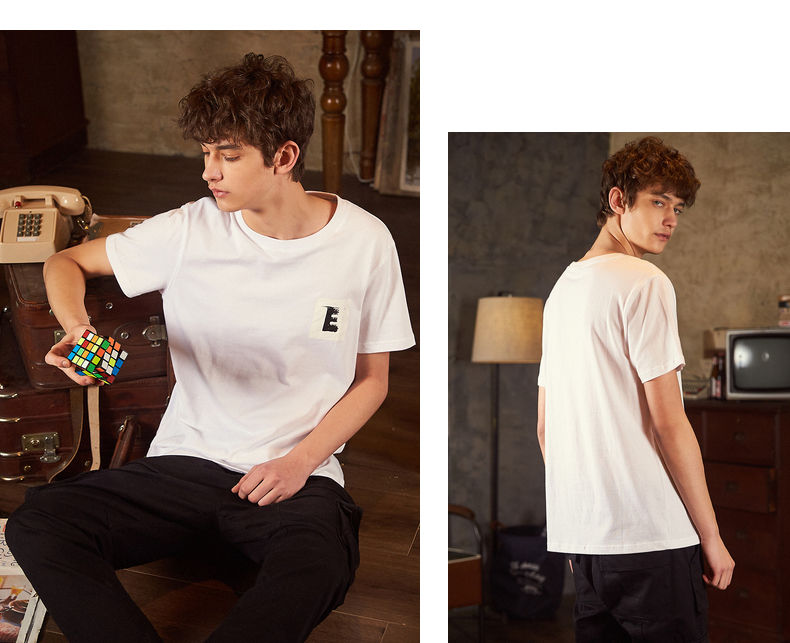 Áo thun ngắn tay sư tử nam 2018 hè mới cotton tròn cổ rắn màu đáy quần áo xu hướng quần áo nam hàn quốc áo thun nam tay ngắn có cổ