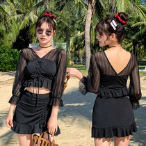 Swimsuit Womens Split Two Sets Holiday Conservative Fashion Small Breasts For A Flat Corner Skirt Style Sashimi Slim Swimsuit