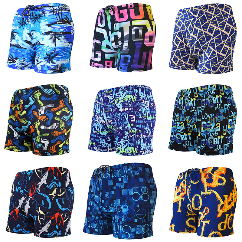 Factory direct men's swimming trunks anti-embarrassment large size flat angle hot spring beach fashion quick-drying men's shorts swimming trunks